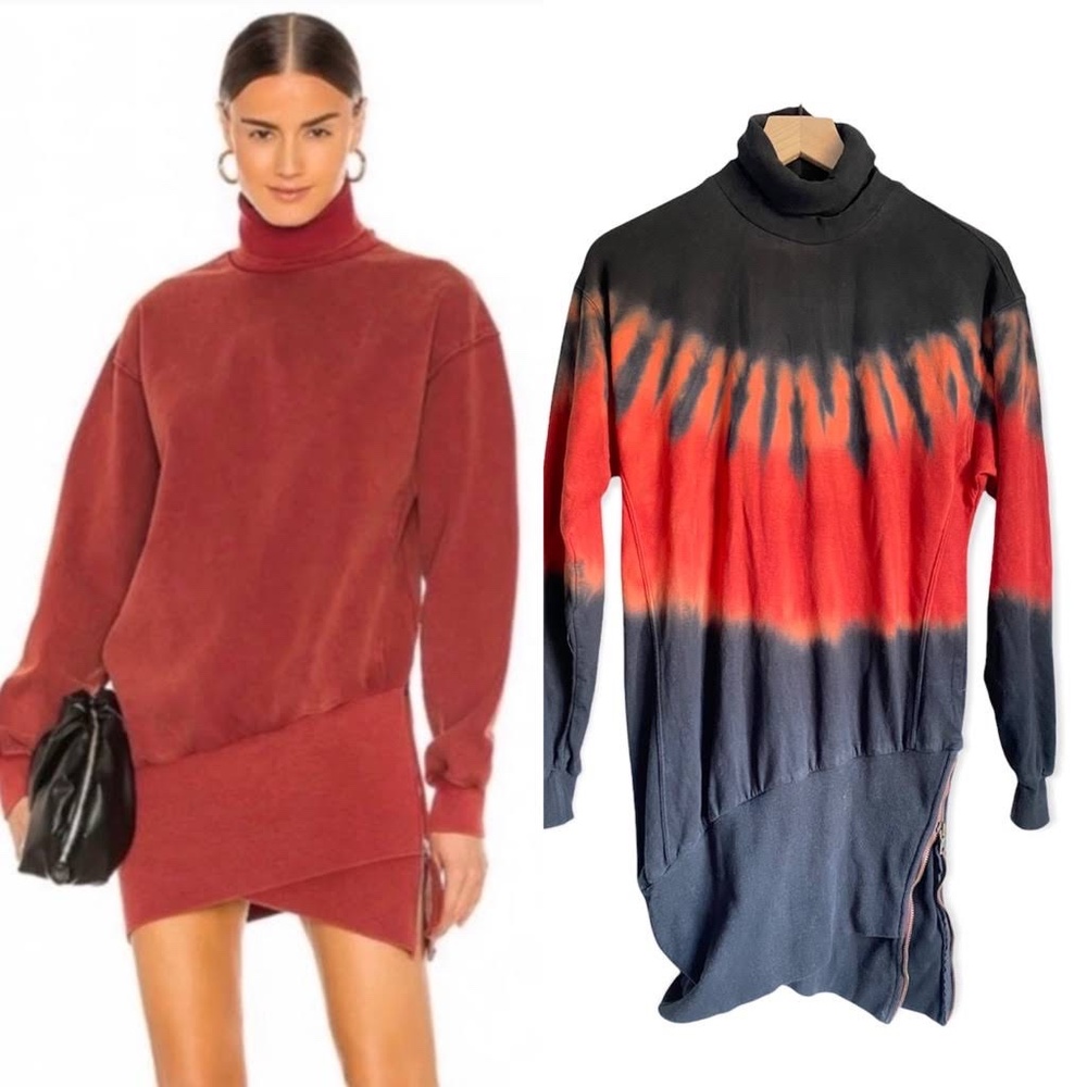 Young Fabulous & Broke Tie Dyed Long Sleeve Turtleneck Side Zip Tunic Mini Dress